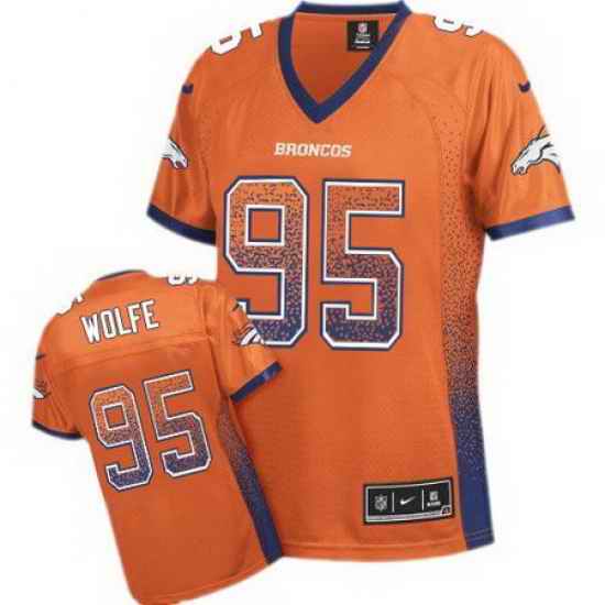 Nike Broncos #95 Derek Wolfe Orange Team Color Womens Stitched NFL Elite Drift Fashion Jersey